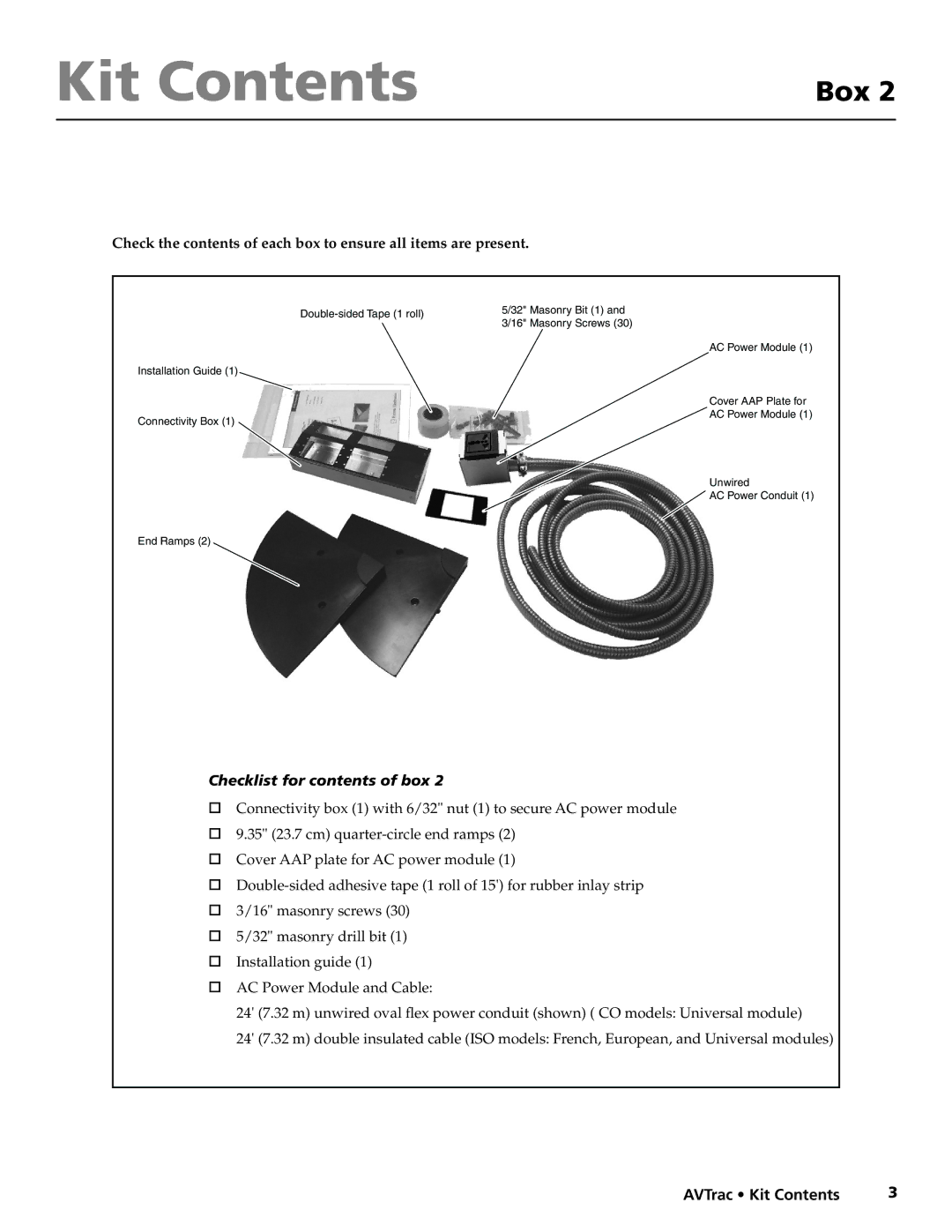 Extron electronic 42-122-xx manual Kit Contents 