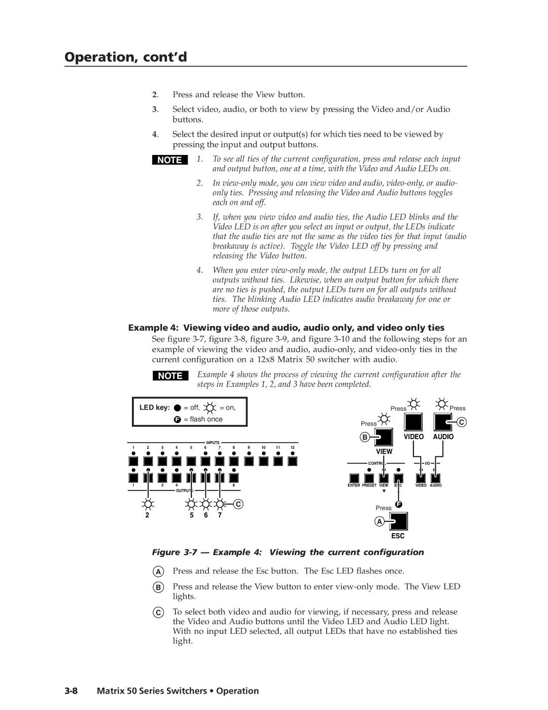 Extron electronic 50 manual Example 4 Viewing the current configuration 