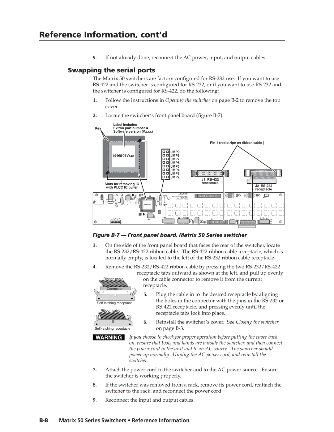 Extron electronic 50 manual Swapping the serial ports 