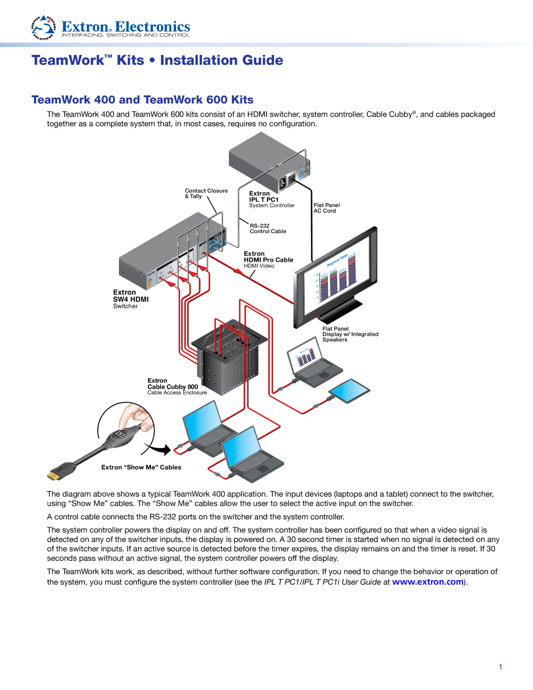 Extron electronic manual TeamWork Kits Installation Guide, TeamWork 400 and TeamWork 600 Kits 