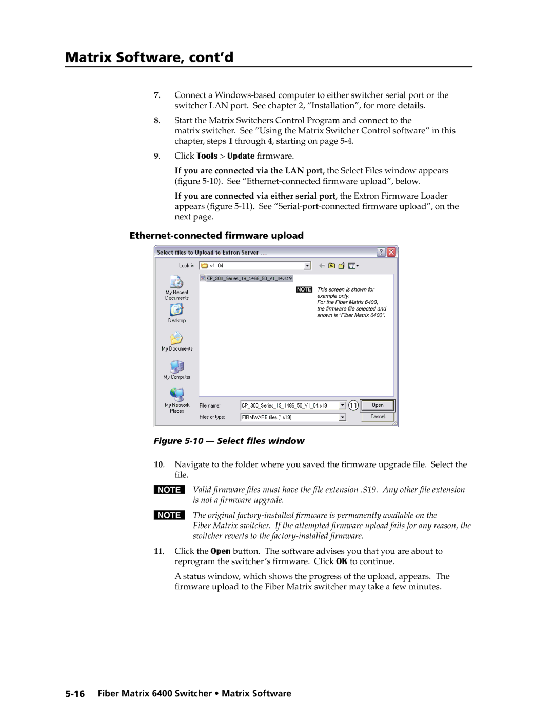 Extron electronic 6400s manual See Ethernet-connected firmware upload, below 