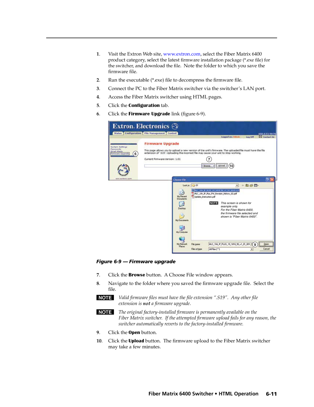 Extron electronic 6400s manual Firmware file 