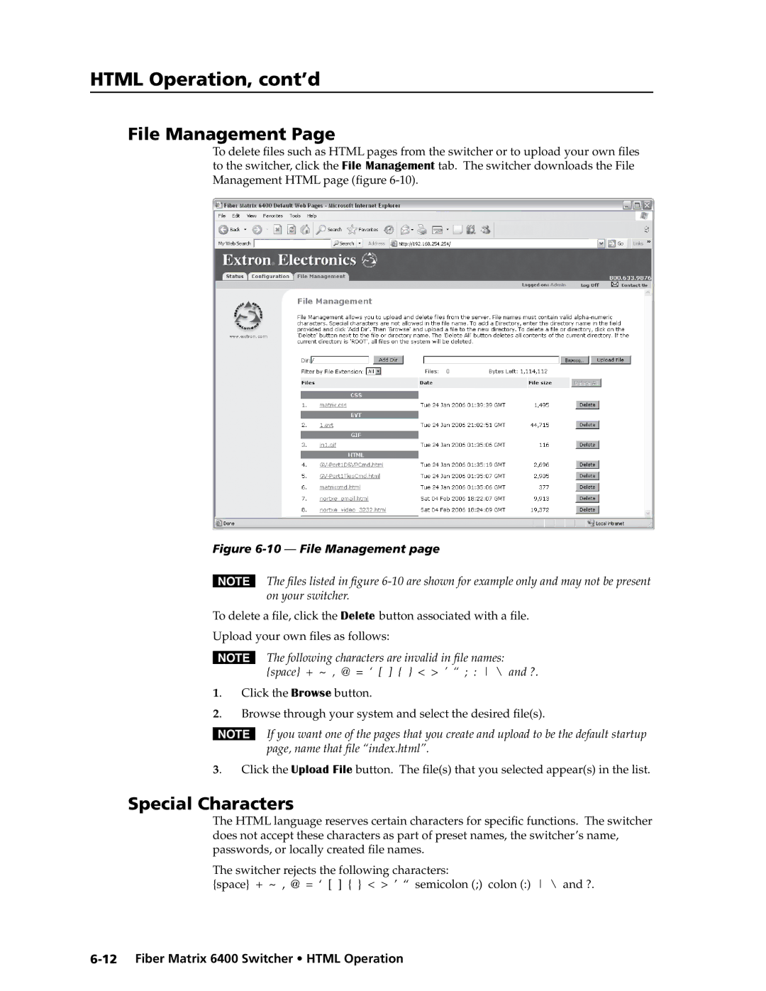 Extron electronic 6400s manual File Management 