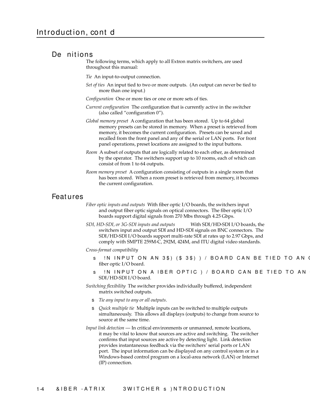 Extron electronic 6400s manual Definitions, Features 