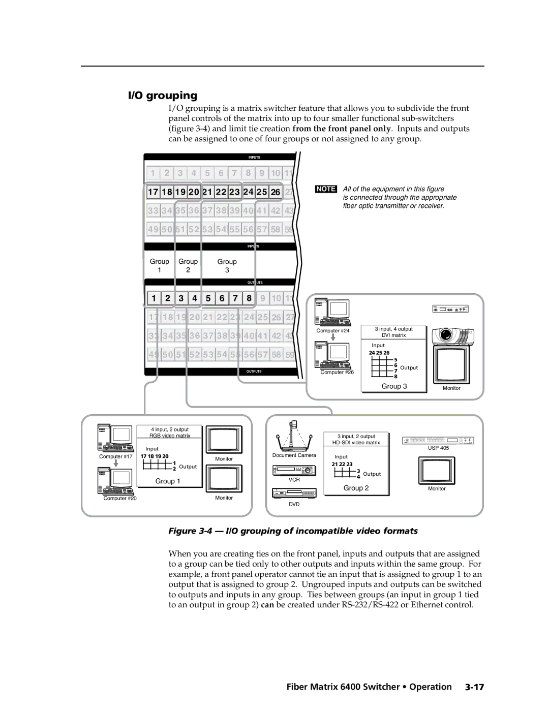 Extron electronic 6400s manual Grouping, I/O grouping of incompatible video formats 