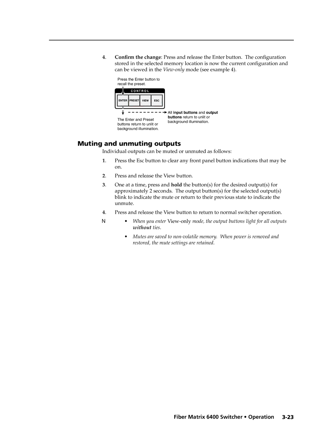 Extron electronic 6400s manual Muting and unmuting outputs 