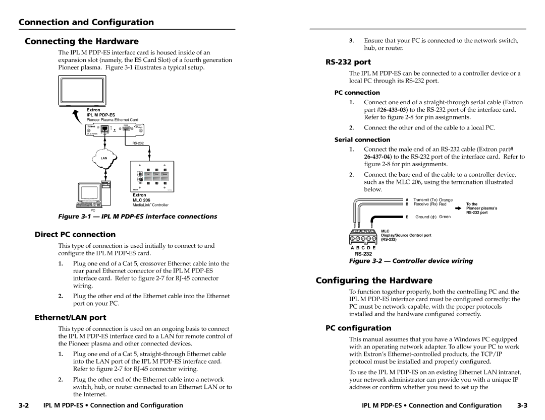 Extron electronic 68-1021-01 user manual Connection and Configuration Connecting the Hardware, Configuring the Hardware 