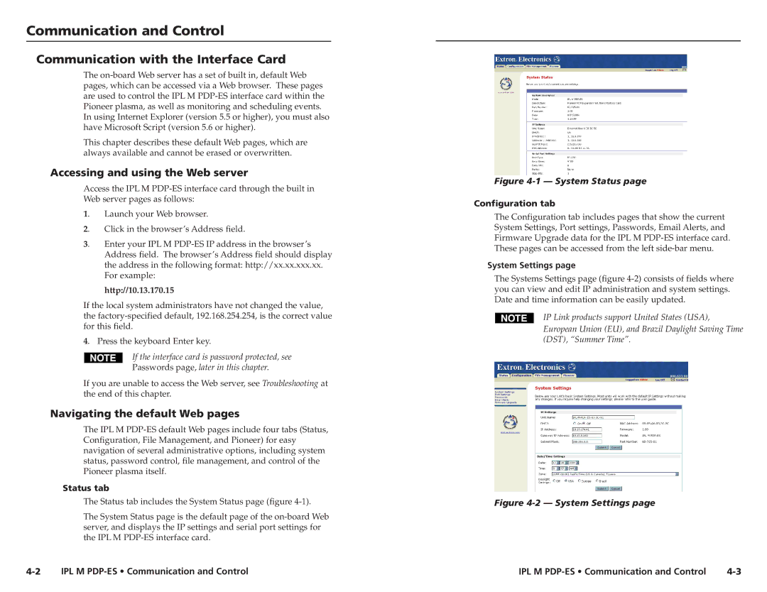 Extron electronic 68-1021-01 user manual Communication and Control, Communication with the Interface Card 