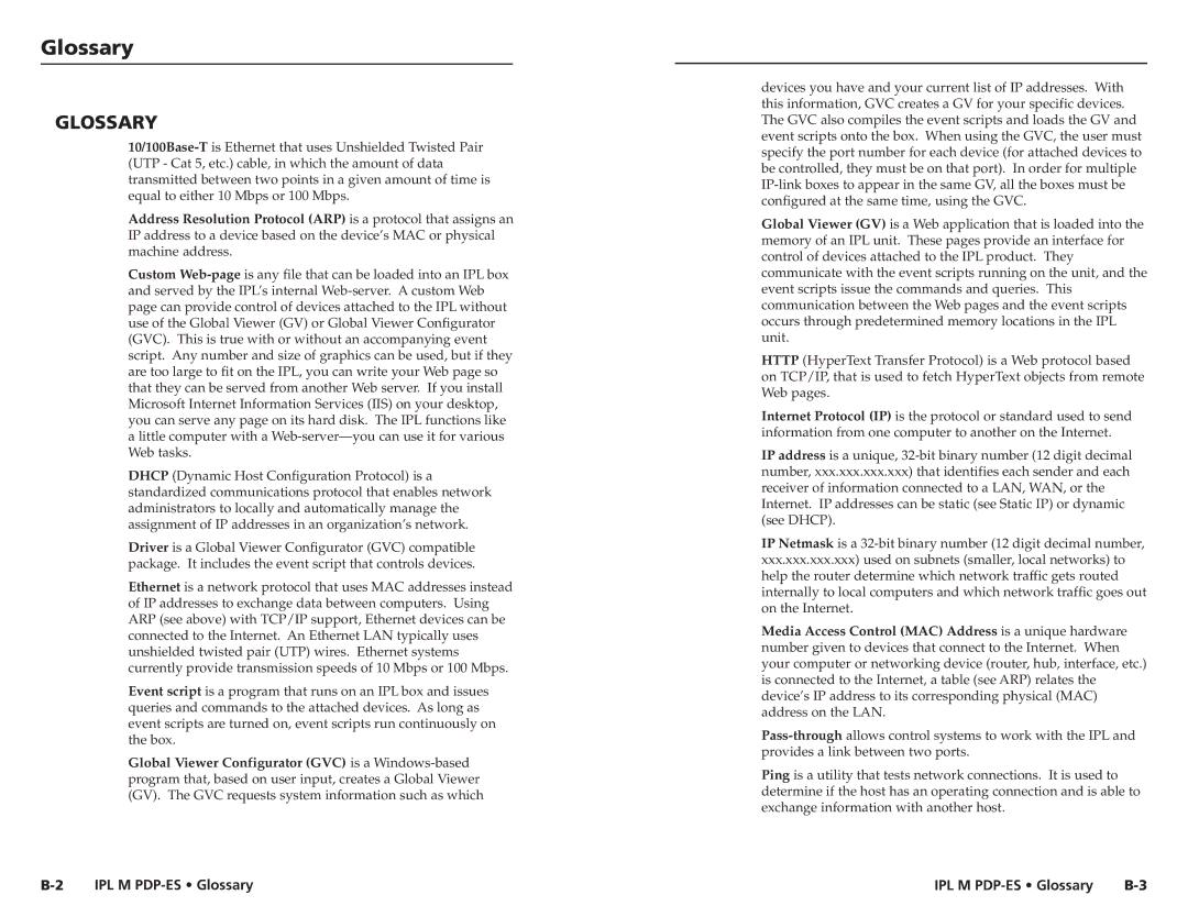 Extron electronic 68-1021-01 user manual Glossary 