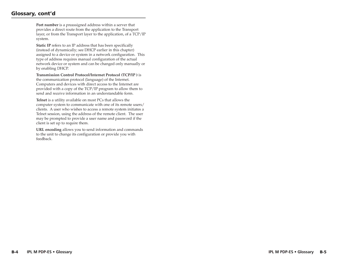 Extron electronic 68-1021-01 user manual Glossary, cont’d 