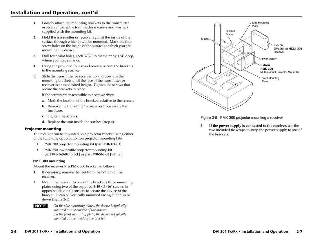 Extron electronic 68-1034-02 Rev. A user manual Projector mounting, PMK 300 mounting 