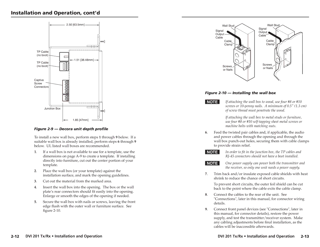 Extron electronic 68-1034-02 Rev. A user manual Installing the wall box 