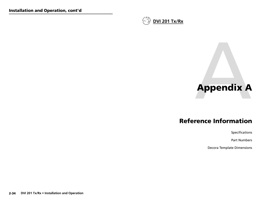 Extron electronic 68-1034-02 Rev. A user manual AAppendix a 