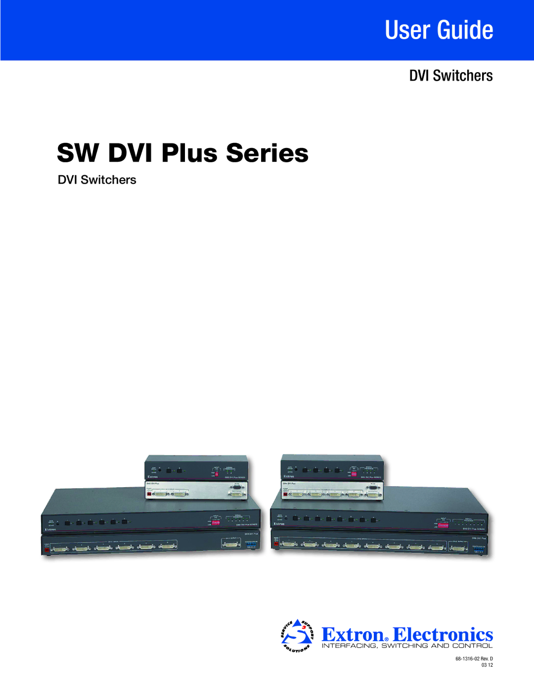 Extron electronic 68-1316-02 manual SW DVI Plus Series, DVI Switchers 