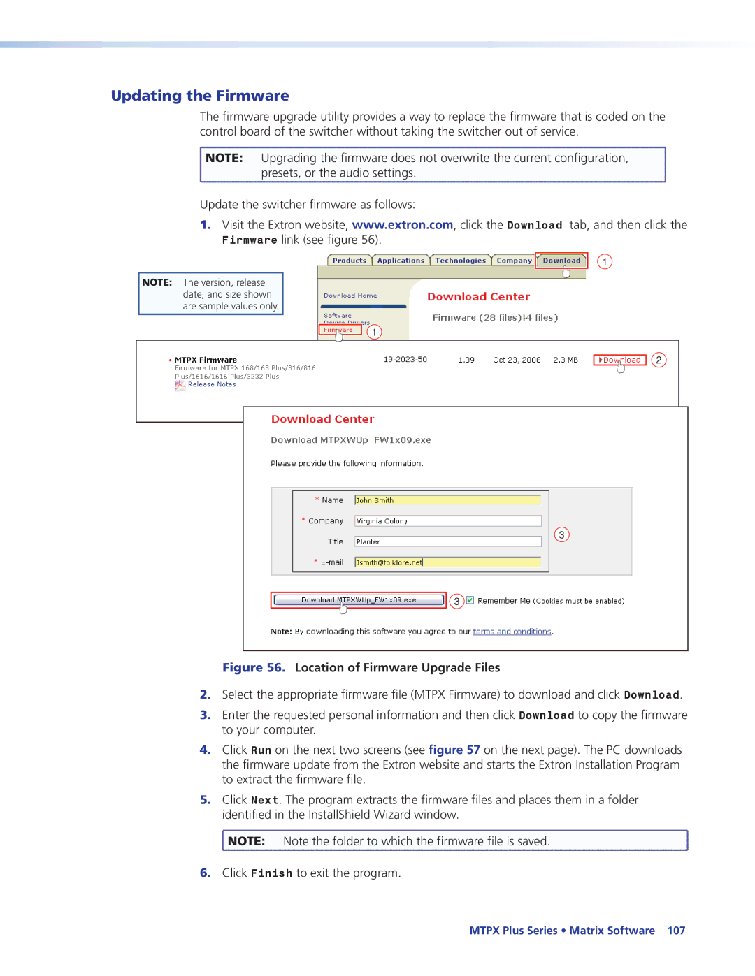 Extron electronic 68-1383-01 REV. E manual Updating the Firmware, Location of Firmware Upgrade Files 