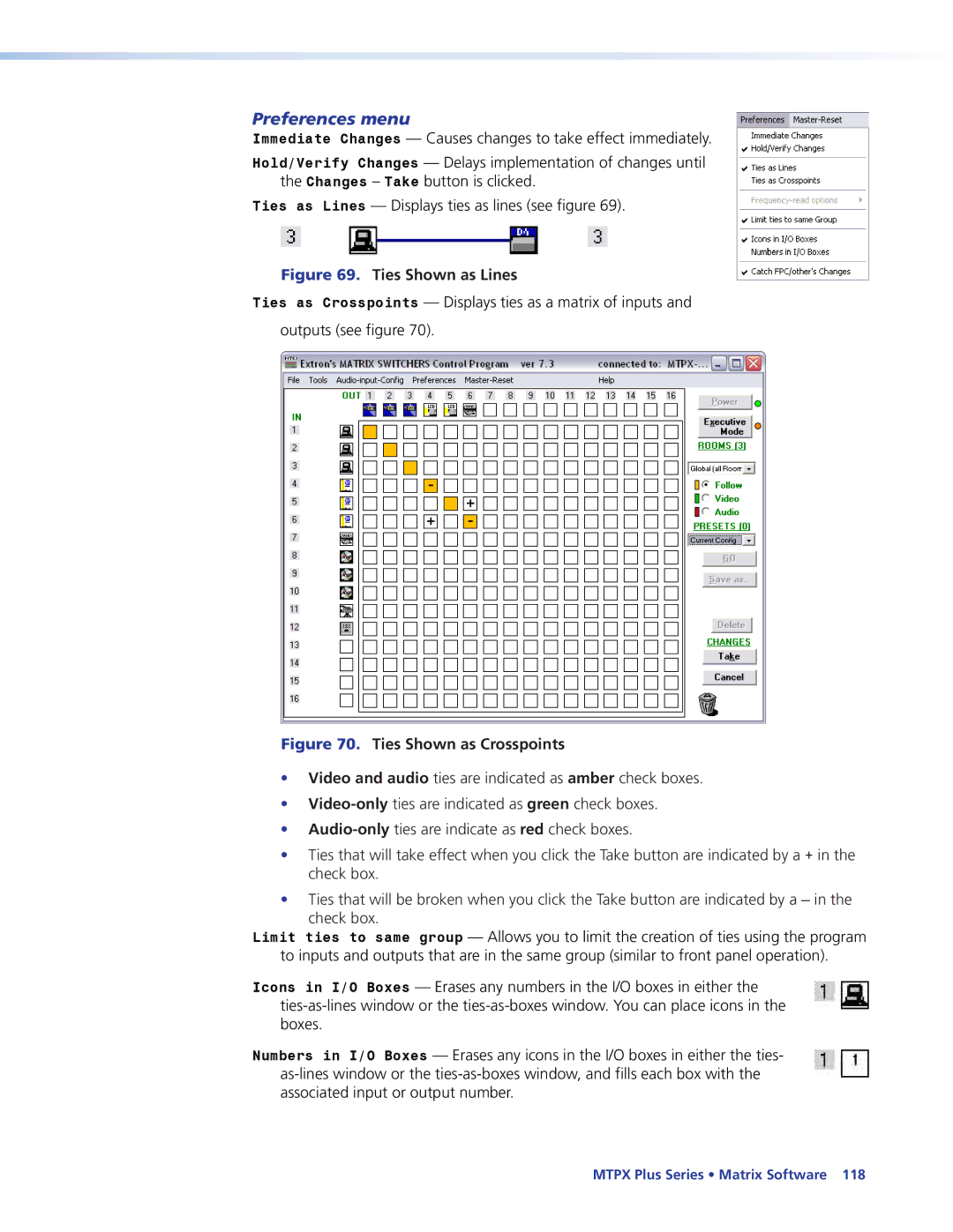 Extron electronic 68-1383-01 REV. E manual Preferences menu, Ties Shown as Lines 