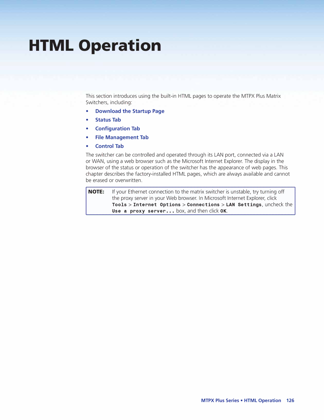 Extron electronic 68-1383-01 REV. E manual Html Operation 