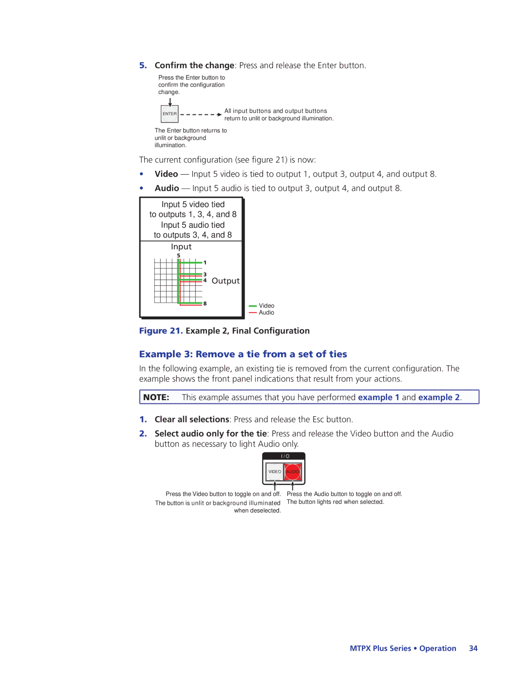 Extron electronic 68-1383-01 REV. E manual Example 3 Remove a tie from a set of ties, Example 2, Final Configuration 