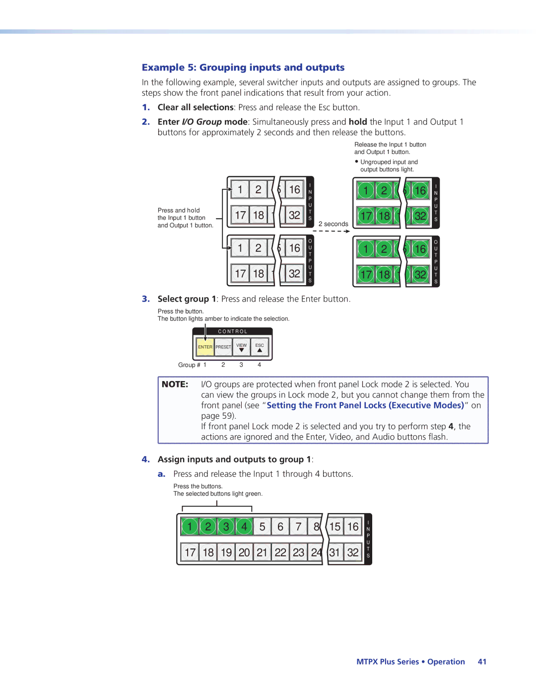 Extron electronic 68-1383-01 REV. E manual Example 5 Grouping inputs and outputs, Assign inputs and outputs to group 