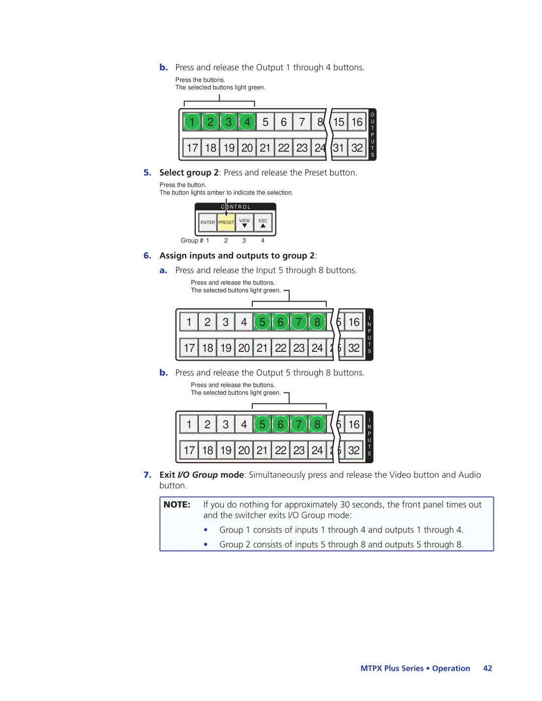 Extron electronic 68-1383-01 REV. E manual Press and release the Output 1 through 4 buttons 