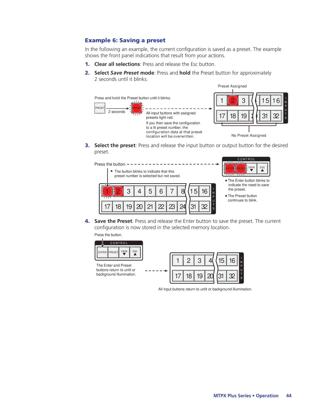 Extron electronic 68-1383-01 REV. E manual Example 6 Saving a preset, Preset Assigned 