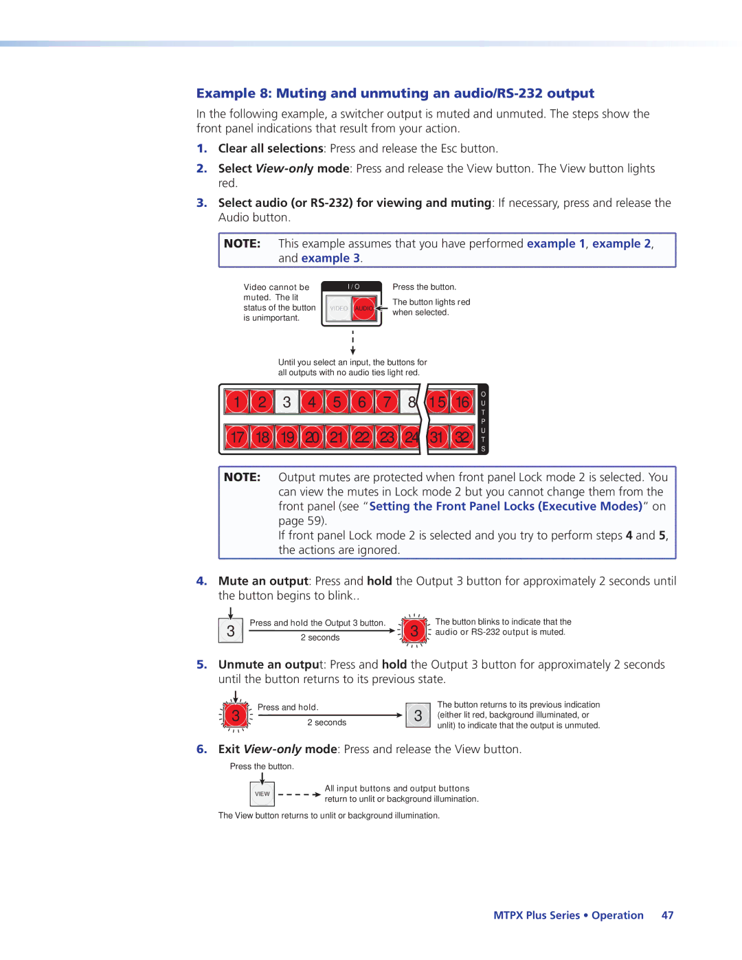 Extron electronic 68-1383-01 REV. E manual Example 8 Muting and unmuting an audio/RS-232 output 