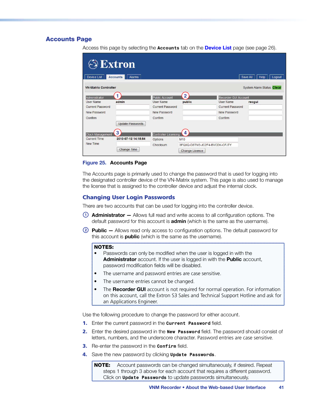 Extron electronic 68-1998-01 REV. C manual Accounts 