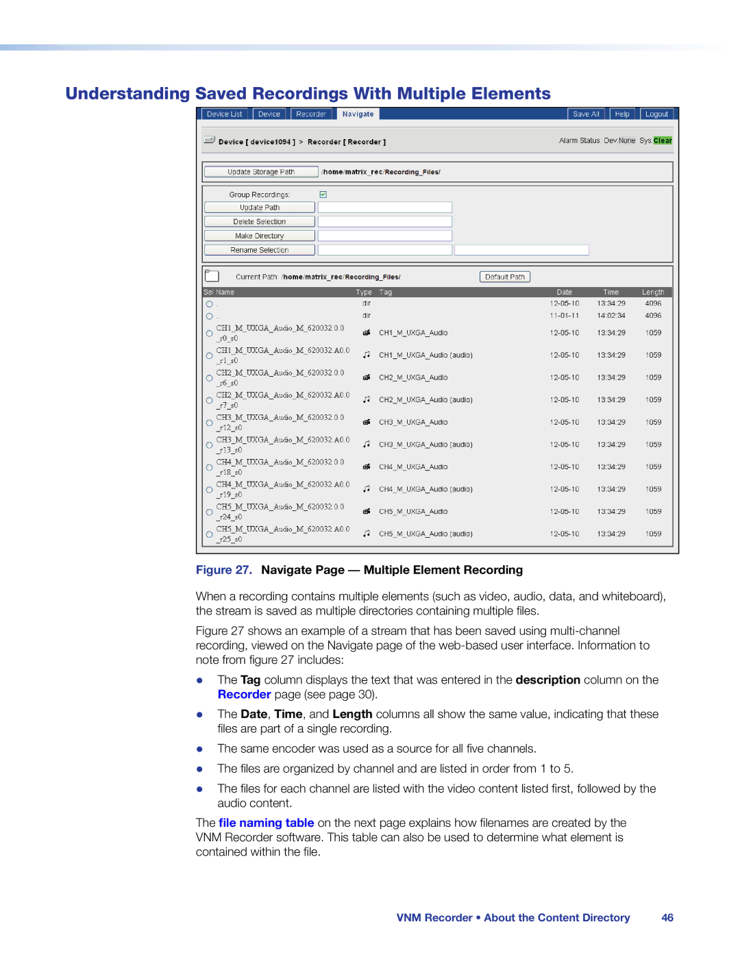 Extron electronic 68-1998-01 REV. C manual Understanding Saved Recordings With Multiple Elements 