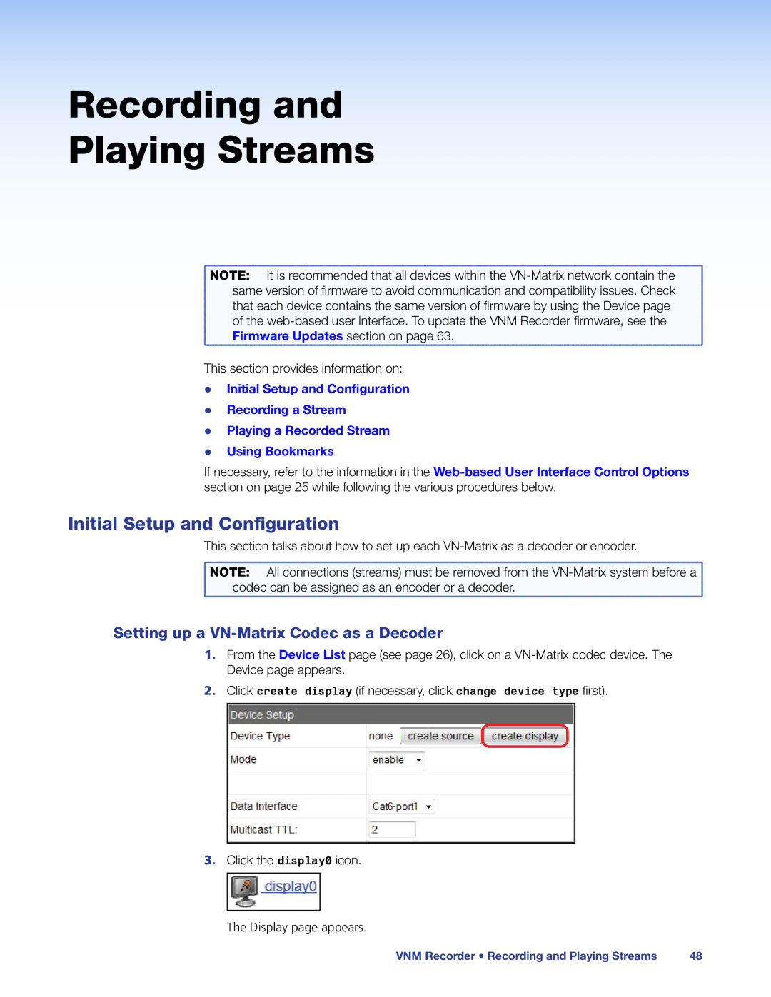 Extron electronic 68-1998-01 REV. C manual Recording Playing Streams, Initial Setup and Configuration 