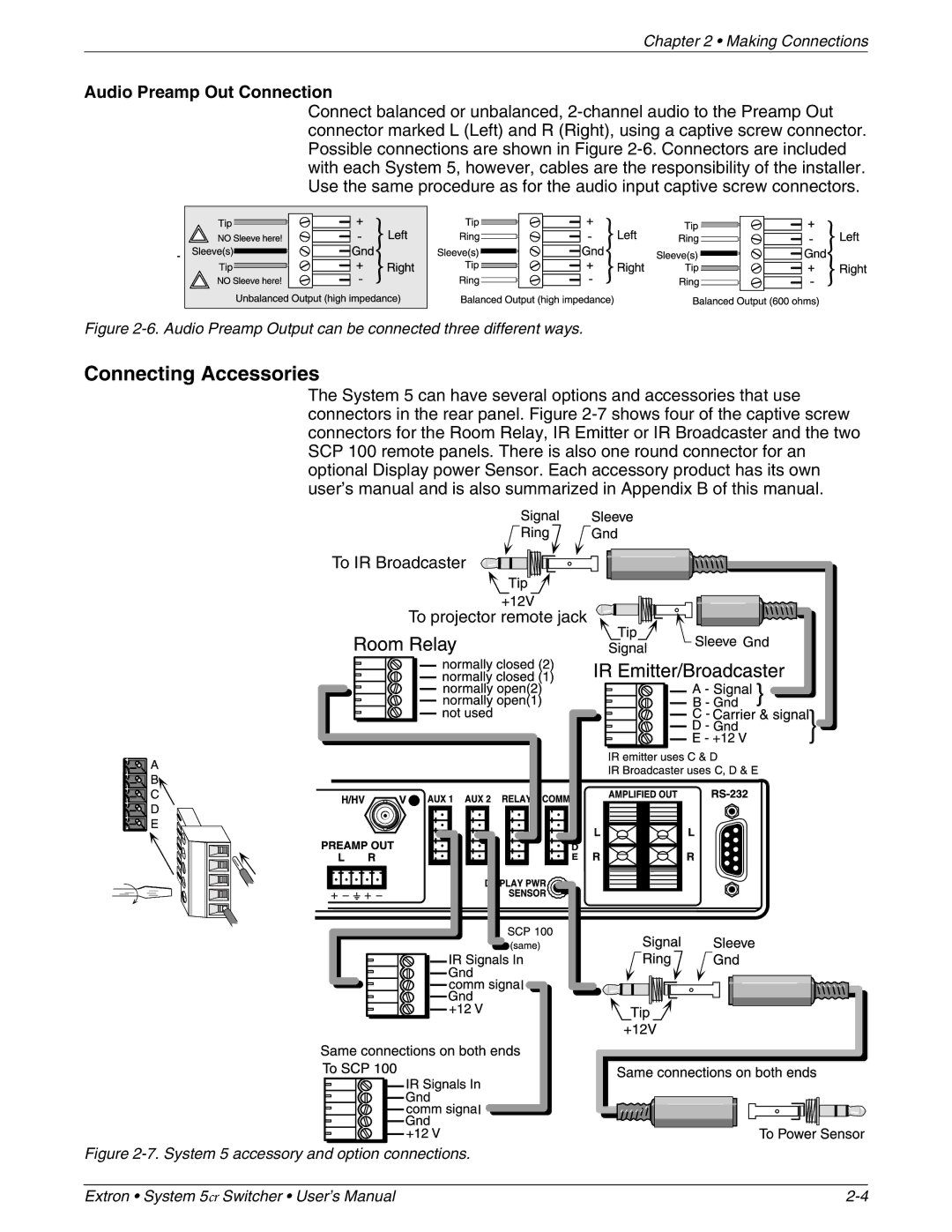 Extron electronic 68-388-01 manual Connecting Accessories, Audio Preamp Out Connection 