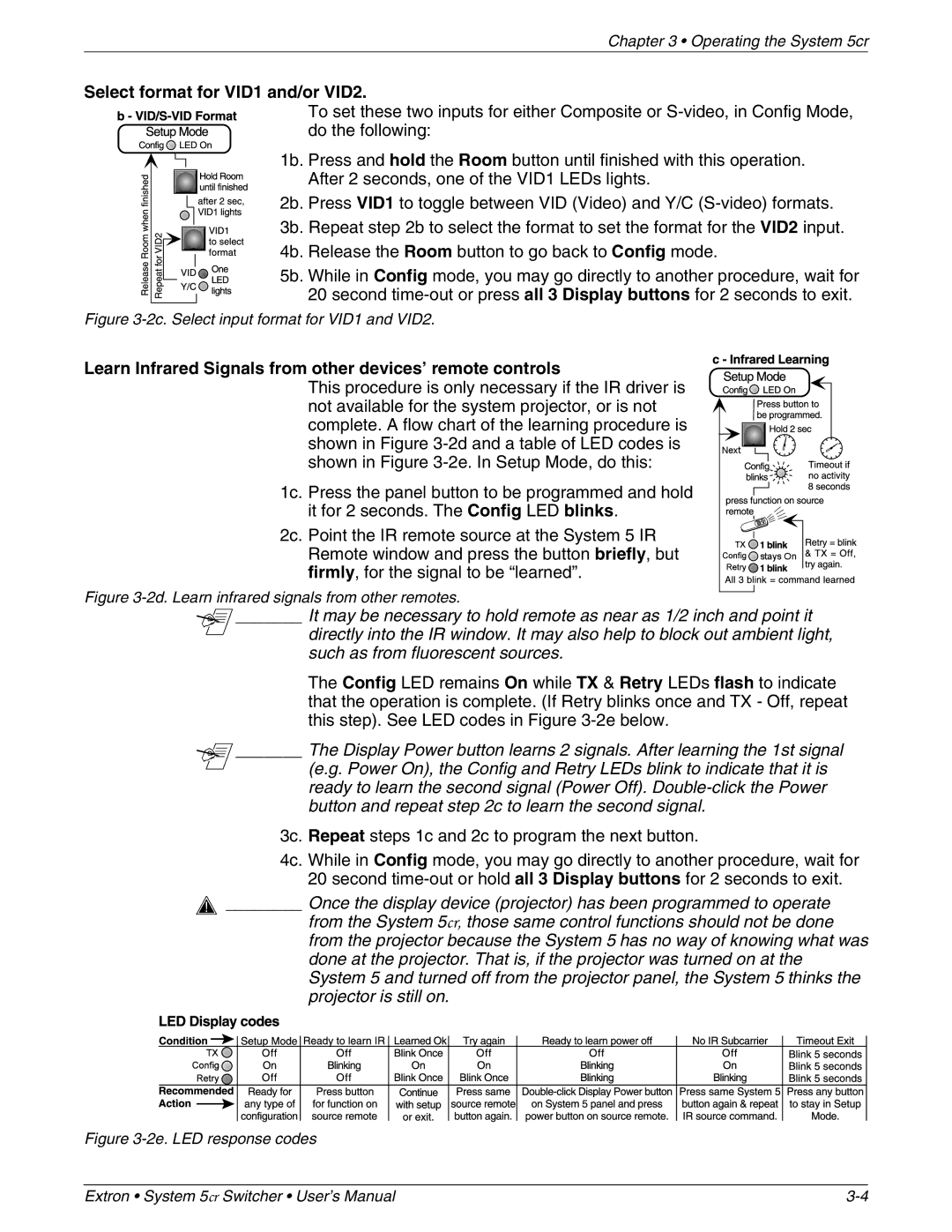 Extron electronic 68-388-01 Select format for VID1 and/or VID2, Learn Infrared Signals from other devices’ remote controls 