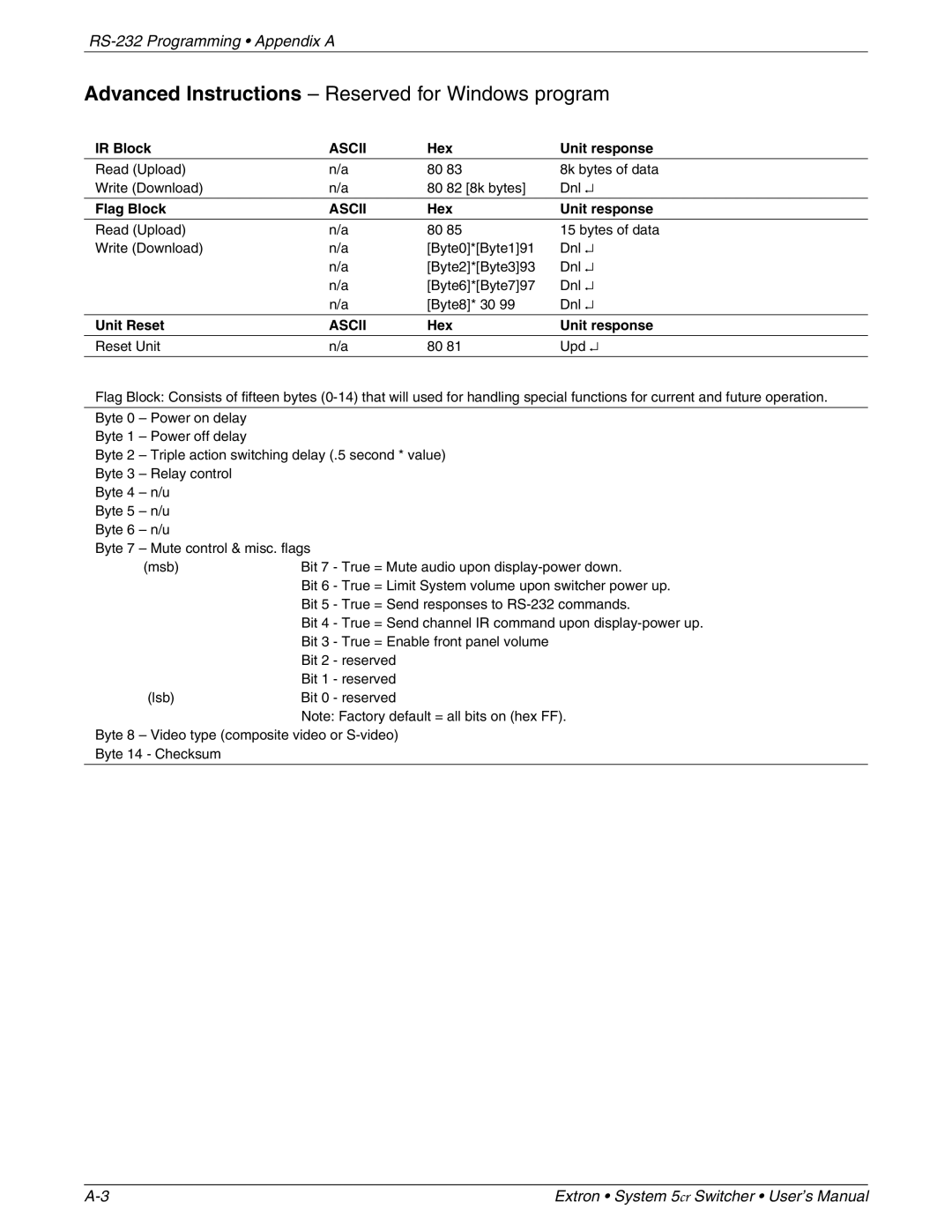 Extron electronic 68-388-01 manual Advanced Instructions Reserved for Windows program 