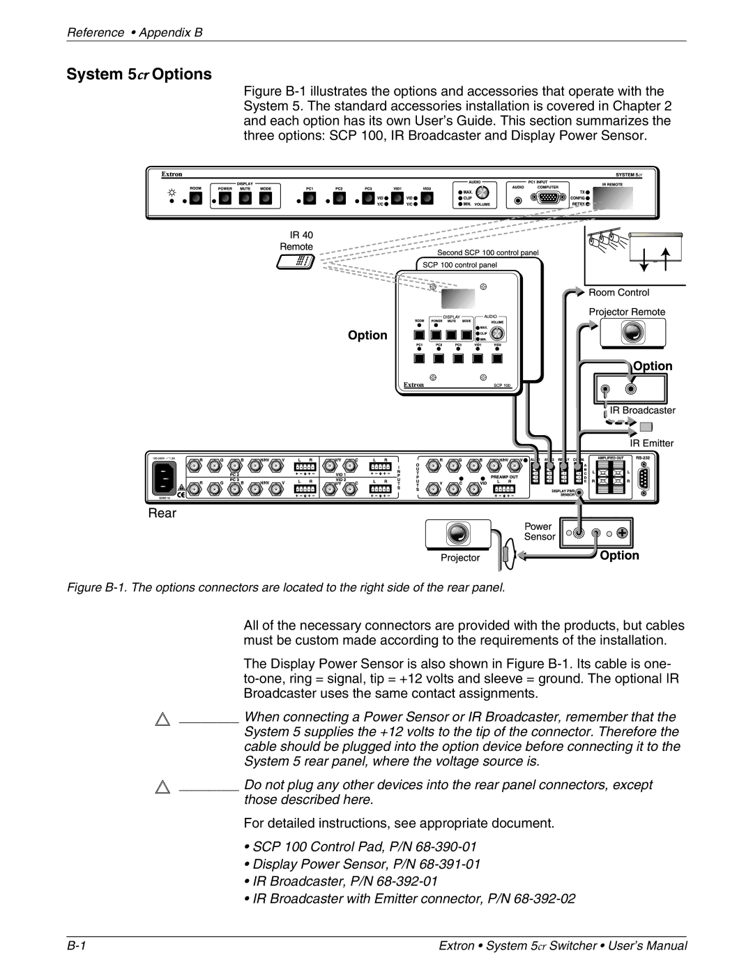 Extron electronic 68-388-01 manual System 5cr Options 