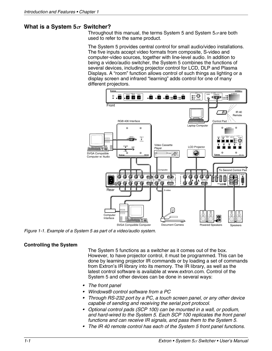 Extron electronic 68-388-01 manual What is a System 5cr Switcher?, Controlling the System 