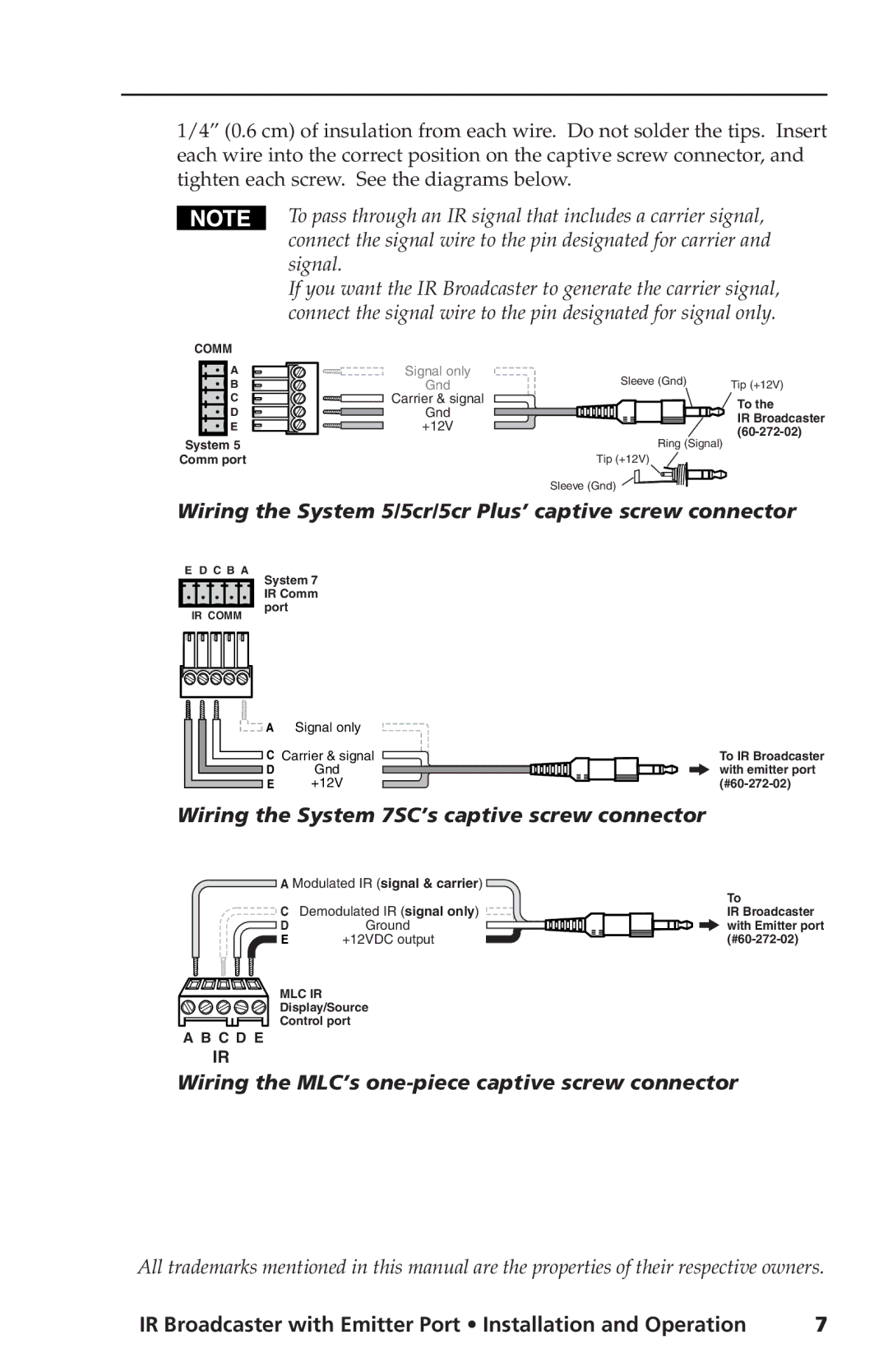 Extron electronic 68-392-02 user manual Wiring the System 5/5cr/5cr Plus’ captive screw connector 