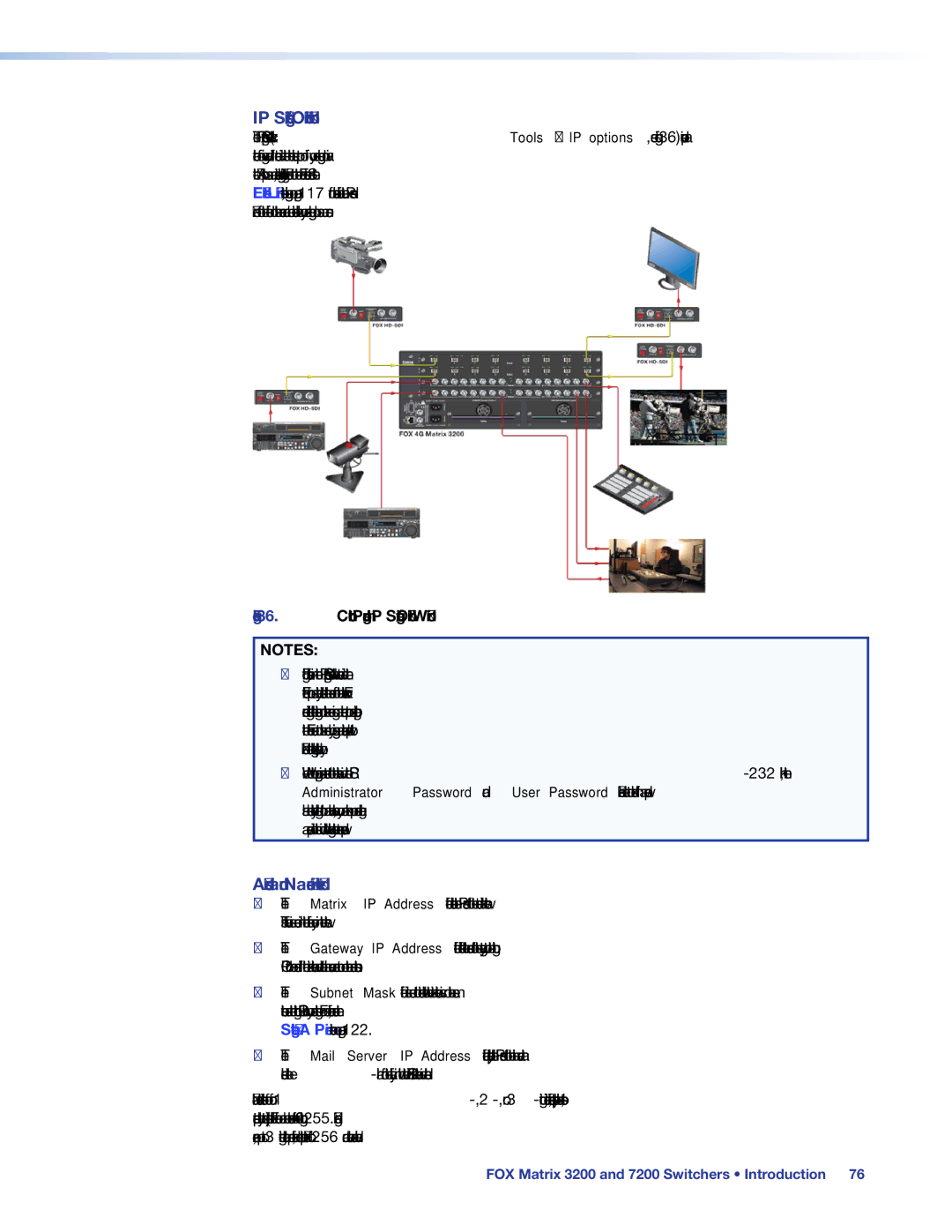 Extron electronic 7200, 3200 manual IP Settings/Options window, Address and Name fields 