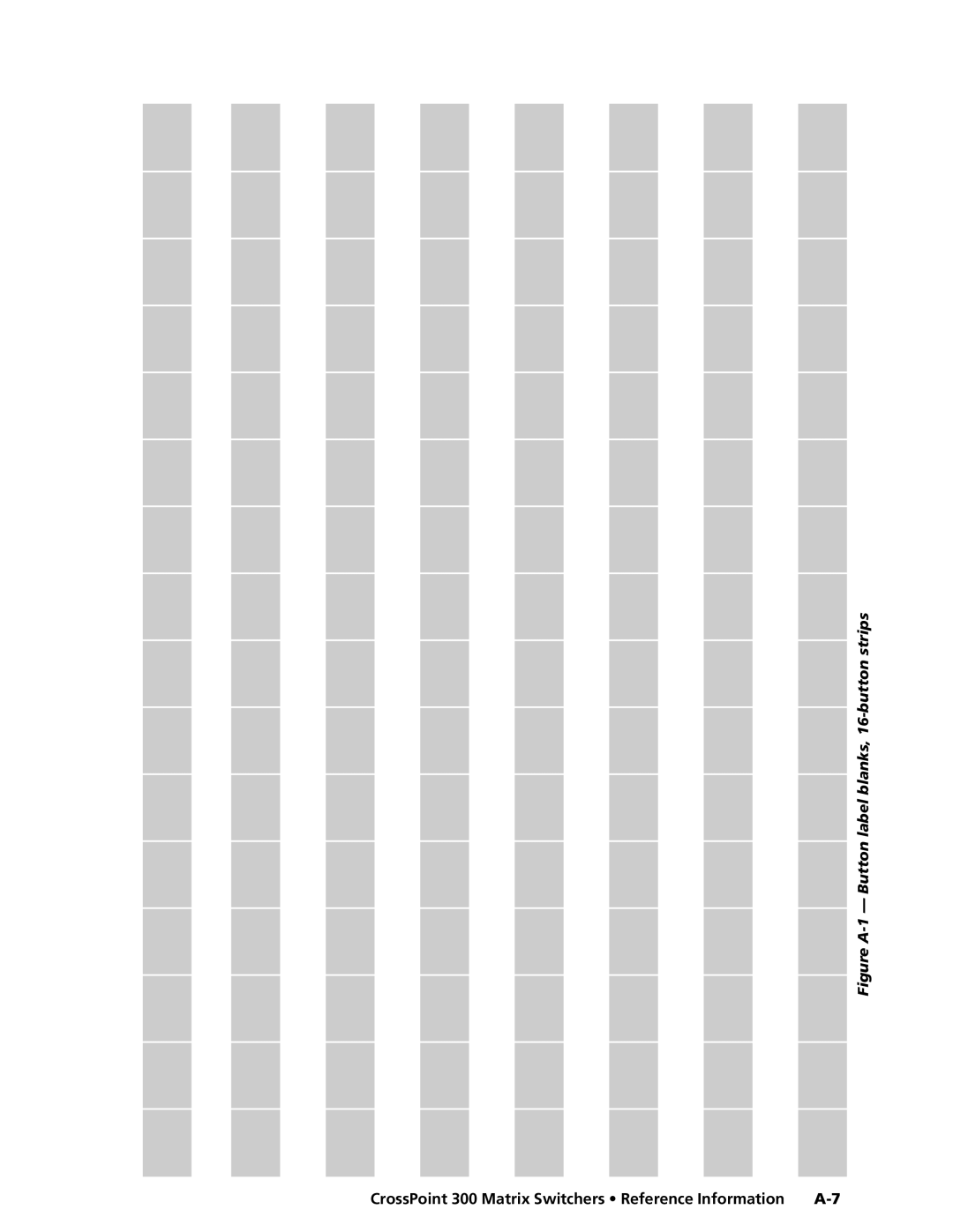 Extron electronic 128, 84, 1616, 1212, 124, 168, 816, 88 manual Figure A-1 - Button label blanks, 16-button strips 