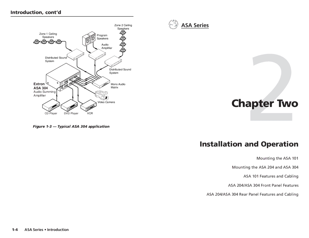 Extron electronic ASA Series user manual Installation and Operation, Introduction, cont’d 