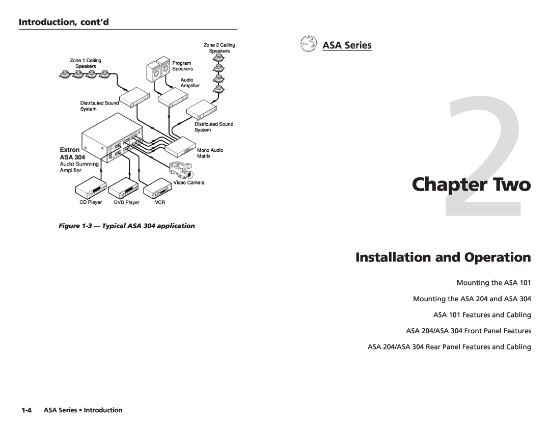 Extron electronic ASA Series Installation and Operation, Introduction, cont’d, ASA 101 Features and Cabling, Extron ASA 