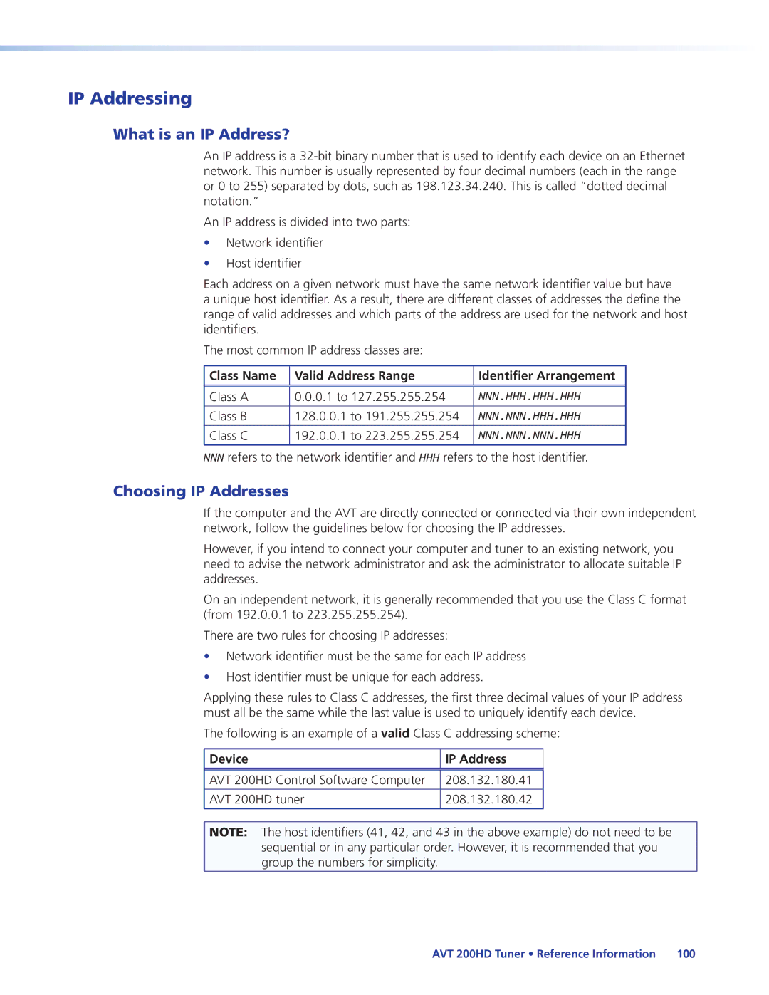 Extron electronic AVT 200HD manual IP Addressing, What is an IP Address?, Choosing IP Addresses, Device IP Address 