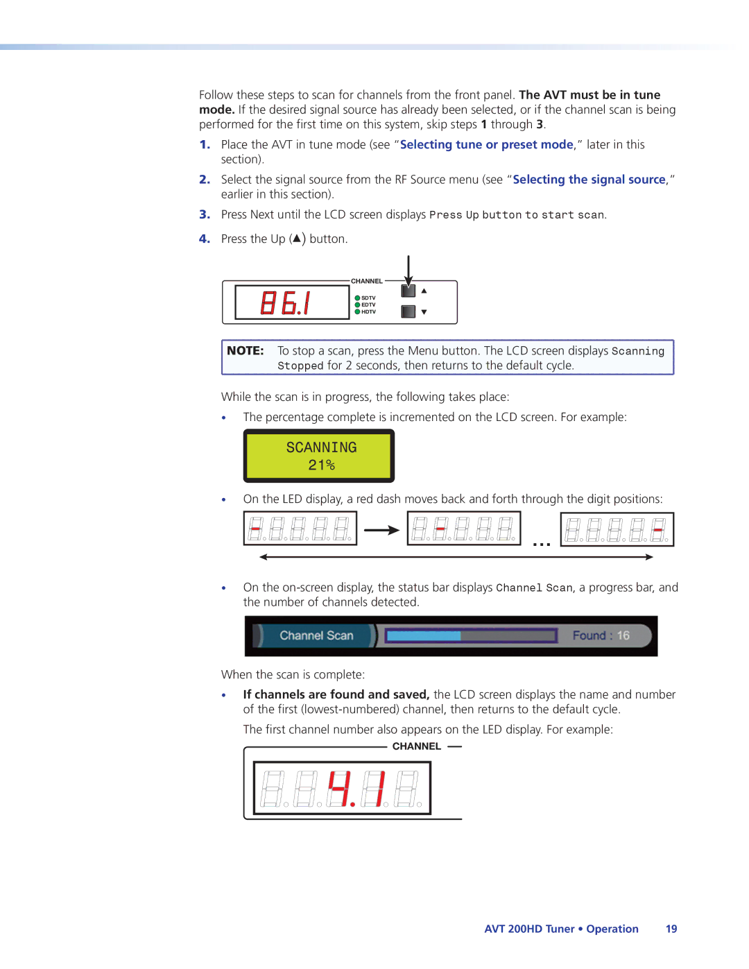 Extron electronic AVT 200HD manual Scanning 