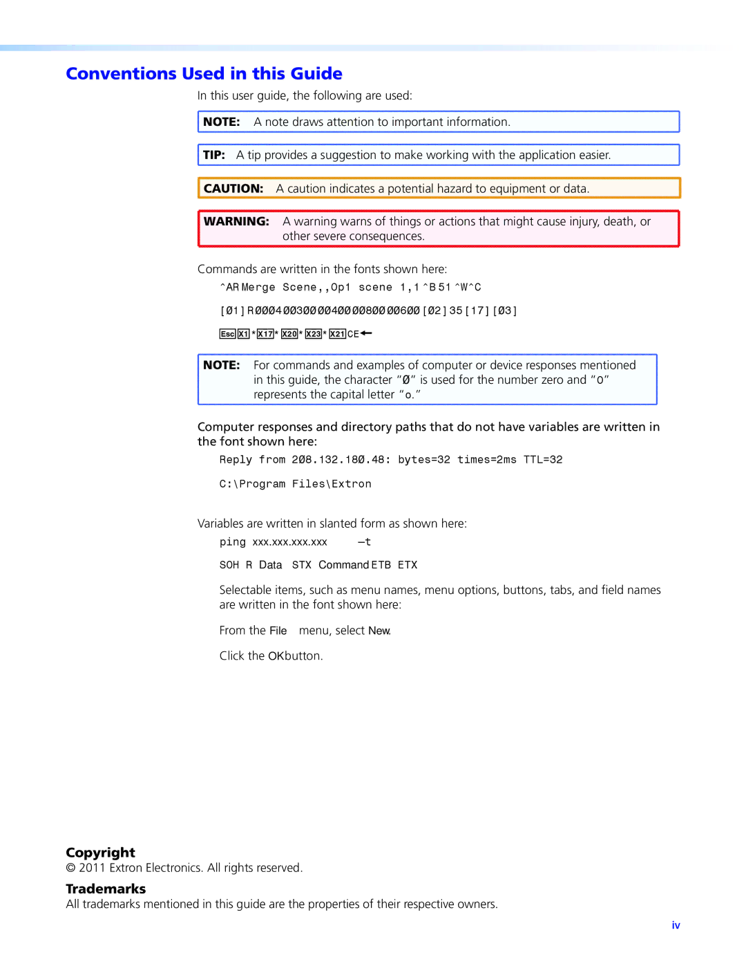 Extron electronic AVT 200HD manual Conventions Used in this Guide 