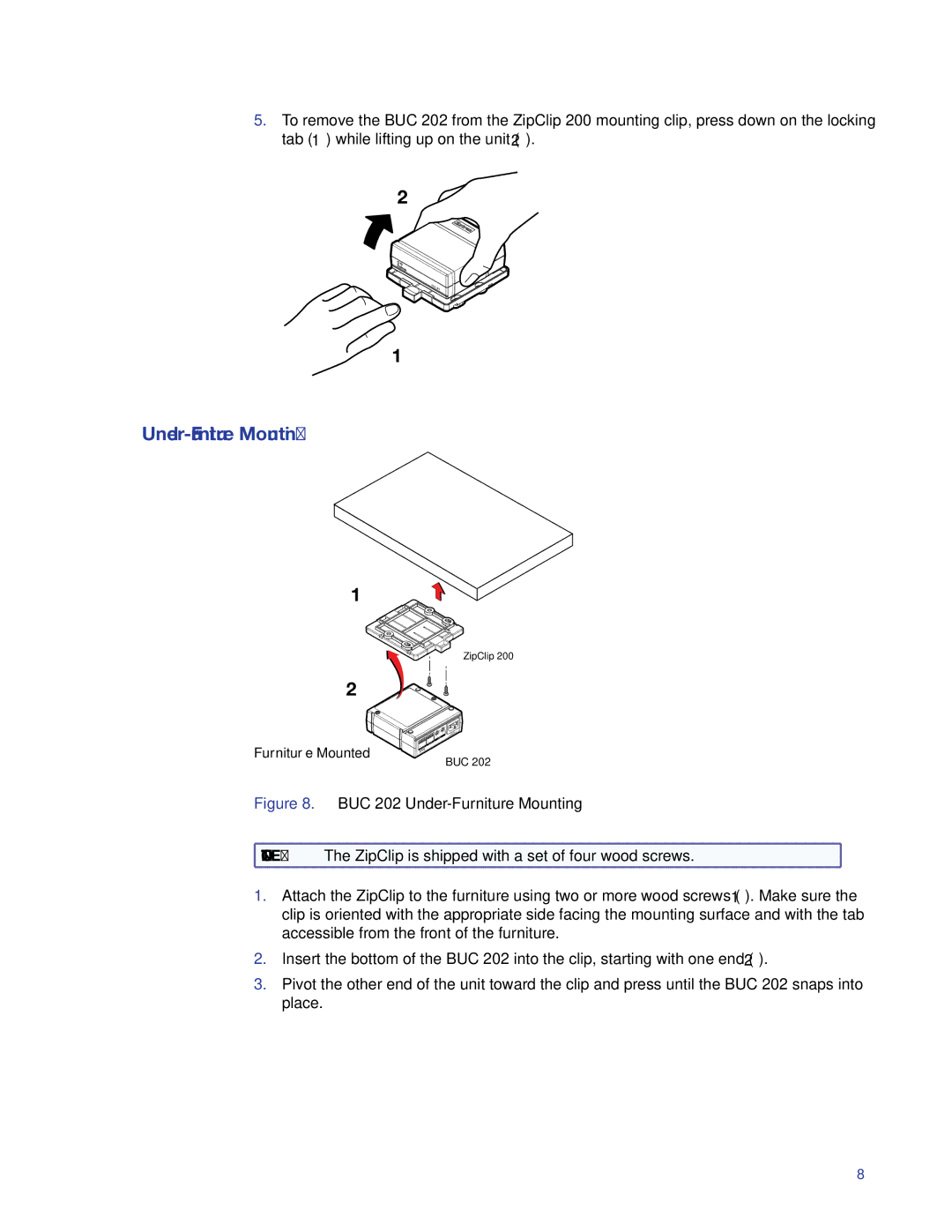 Extron electronic BUC 202 manual Under-Furniture Mounting 