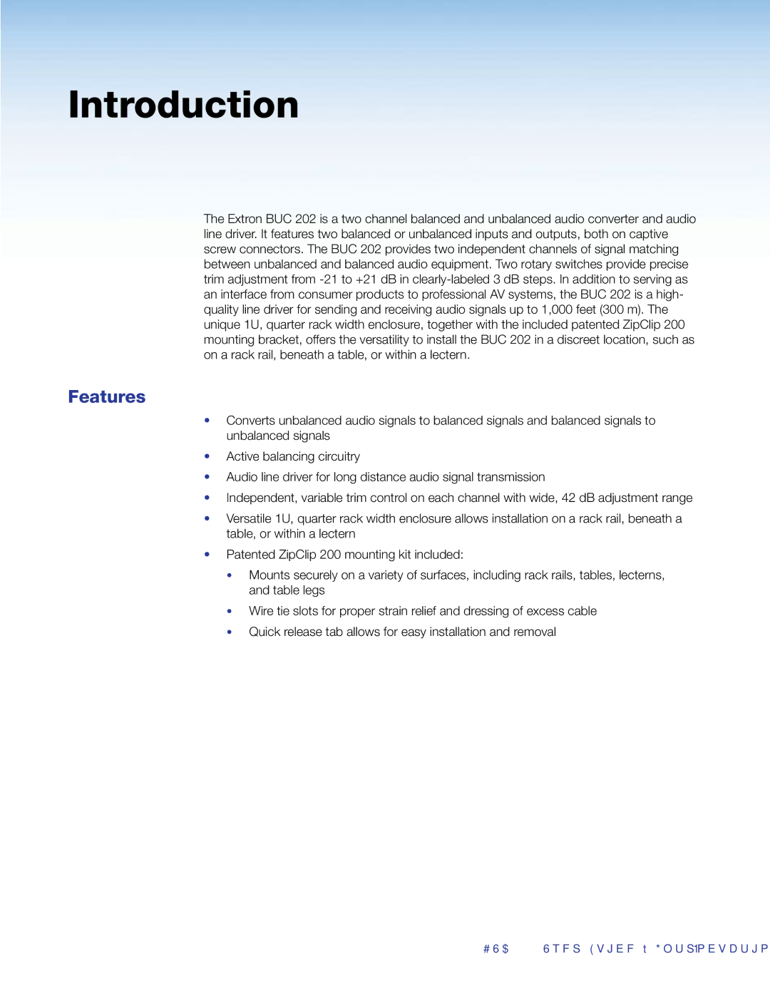 Extron electronic BUC 202 manual Introduction, Features 