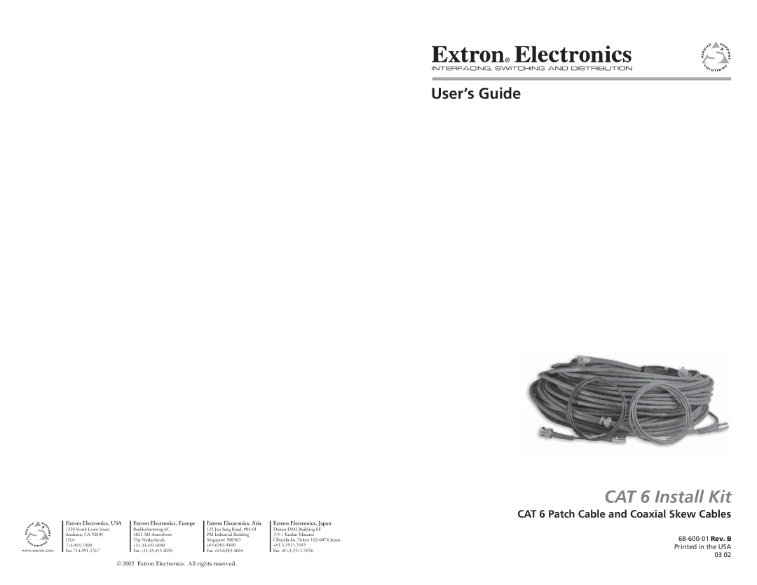 Extron electronic manual CAT 6 Install Kit 