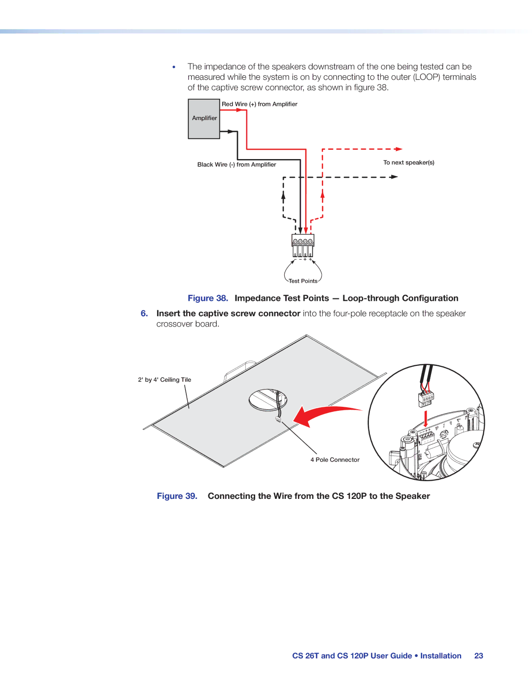 Extron electronic CS 1226T, CS 120P, CS 26T manual Impedance Test Points Loop-through Configuration 