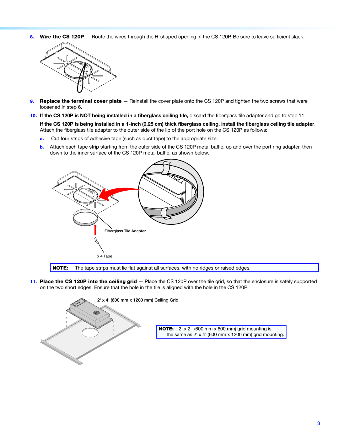 Extron electronic CS 120P setup guide Fiberglass Tile Adapter Tape 