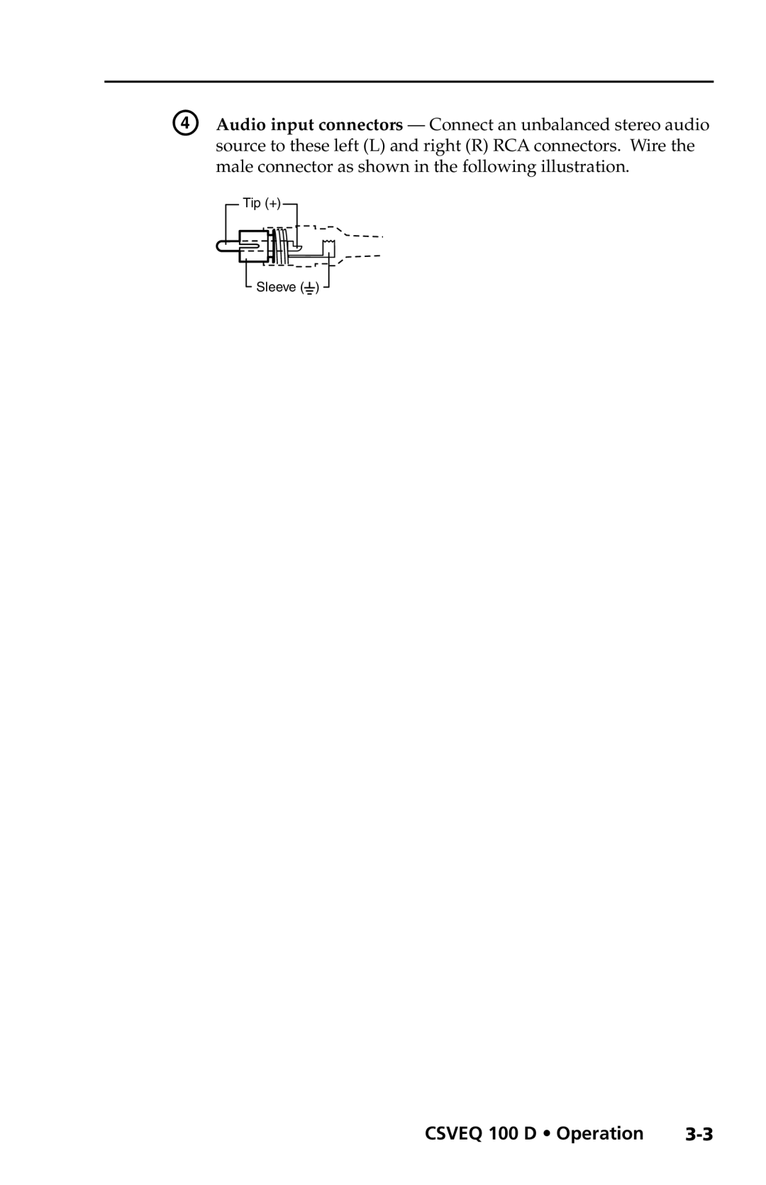 Extron electronic CSVEQ 100 D user manual Source to these left L and right R RCA connectors. Wire 