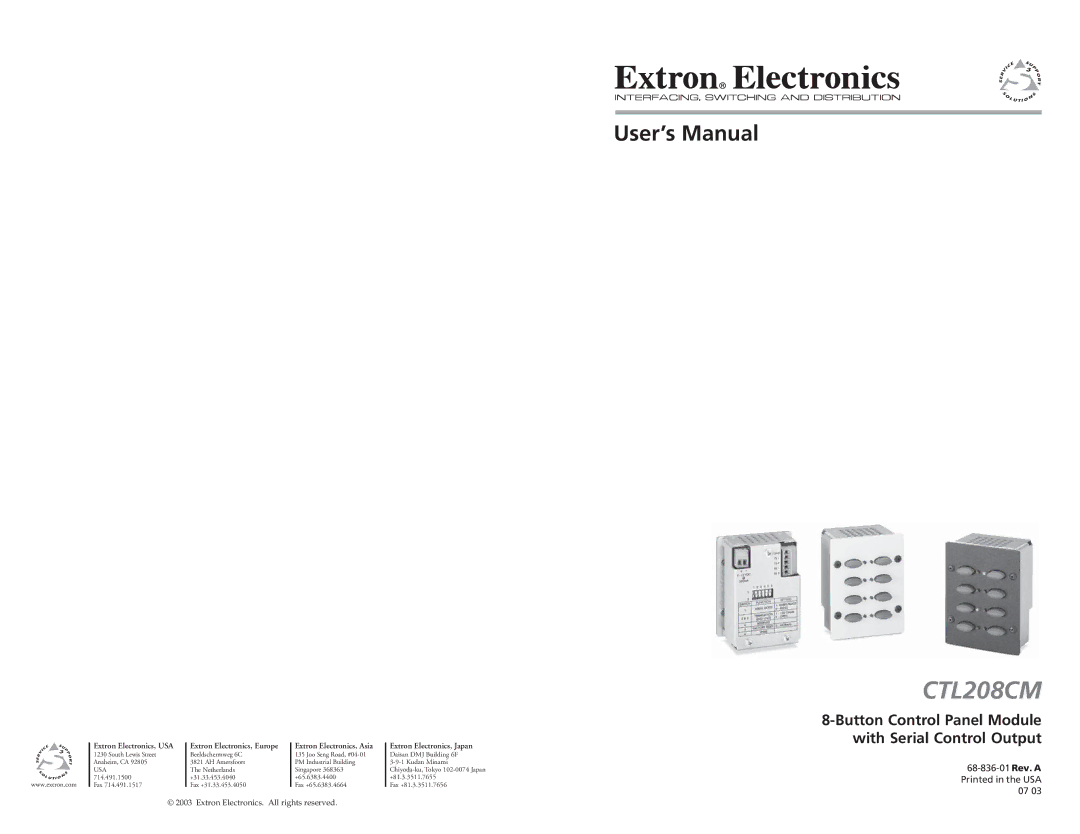 Extron electronic CTL208CM user manual 