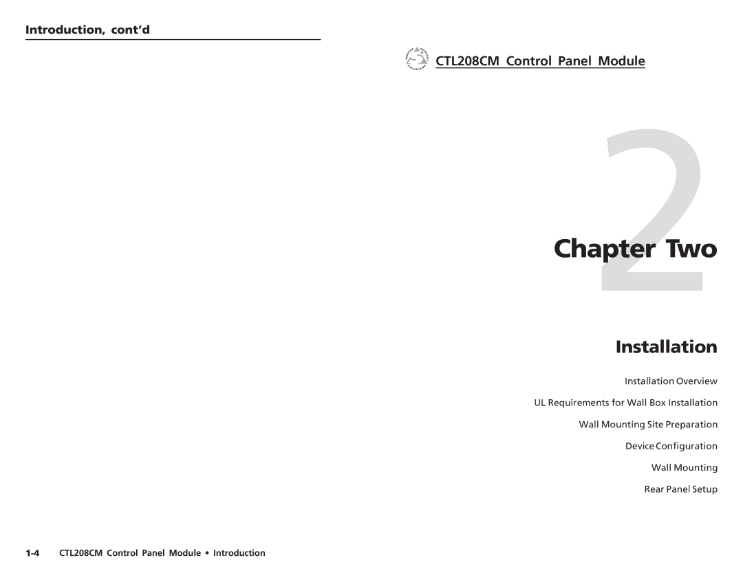 Extron electronic CTL208CM user manual Installation, Introduction, cont’d 